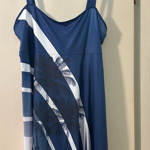 Blue and White Palm Tree Dress NWOT
